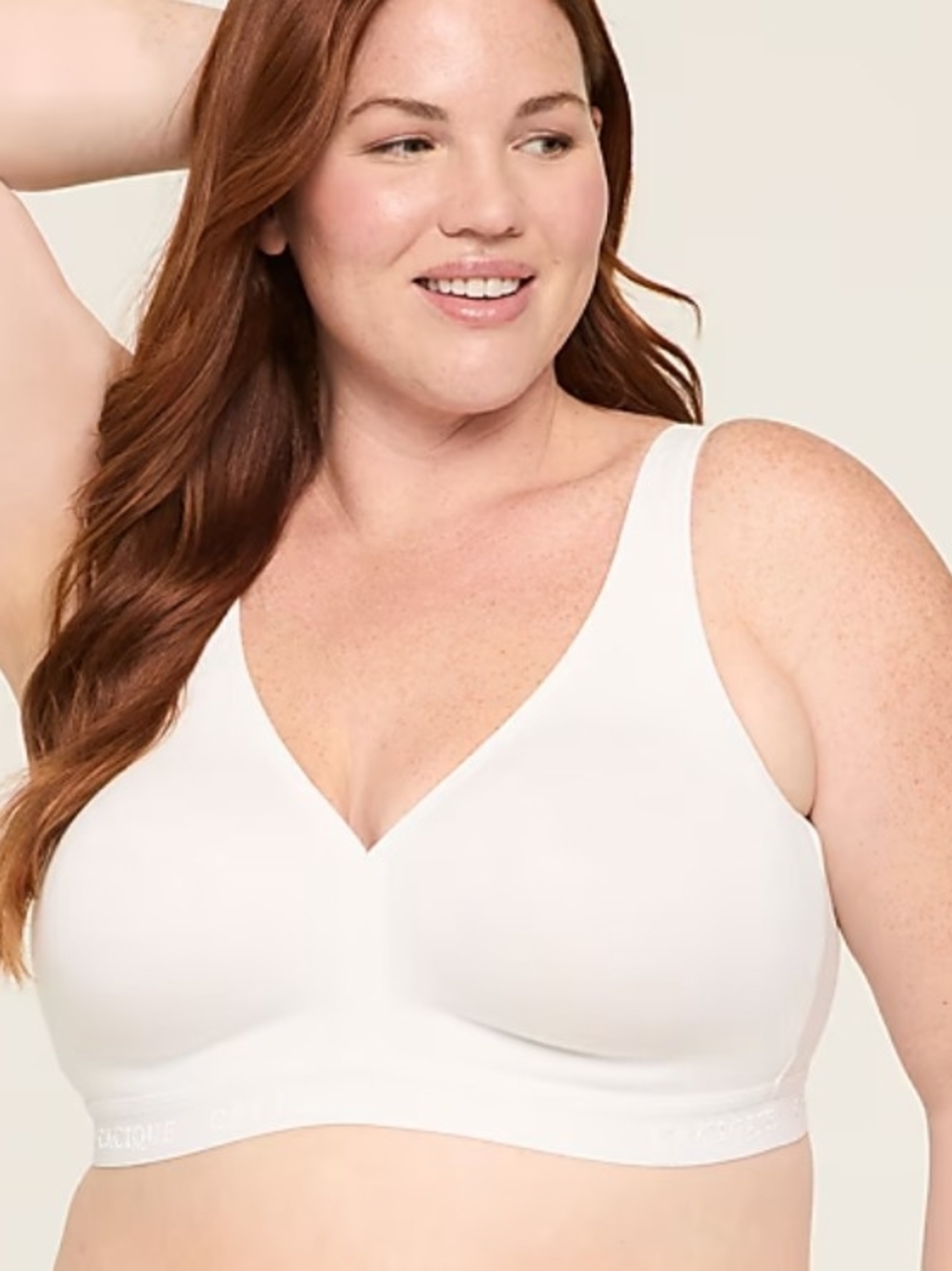 Cacique Wireless V-Neck Seamless Bra - White 2 Bras Size 46 DDD